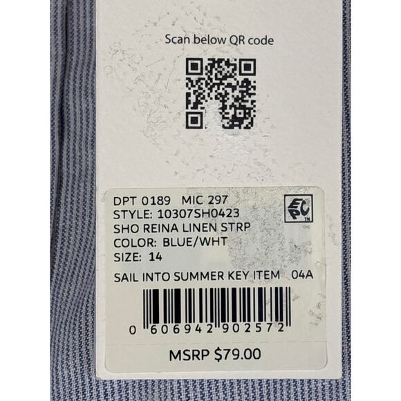 Alex Marie Women’s 14 Blue Stripe Reina Linen Pleated Lightweight Shorts NEW - Picture 6 of 7